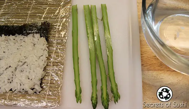 sliced asparagus for sushi