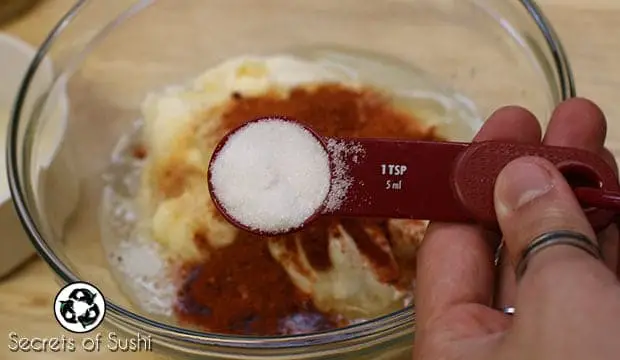 Adding sugar to Yum Yum Sauce