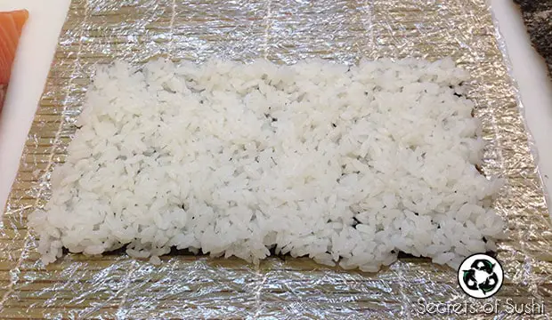 Adding rice for Paleo Sushi